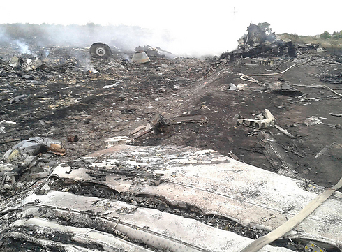 שברי המטוס באתר ההתרסקות באוקראינה (צילום: רויטרס) (צילום: רויטרס)
