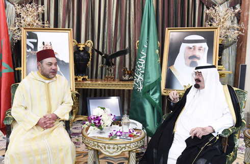 מלך סעודיה עבדאללה עם מלך מרוקו מוחמד השישי (צילום: AP) (צילום: AP)