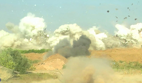 Engineering forces blow up one of the tunnels (Photo: IDF Spokesman's Office)