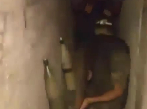 Hamas militants inside Gaza tunnel