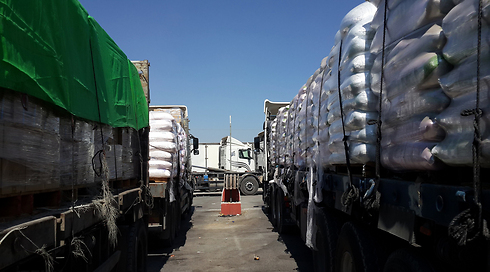 An average of 523 trucks a day passed through the Kerem Shalom Crossing into Gaza in April (Archive photo: Roi Idan)