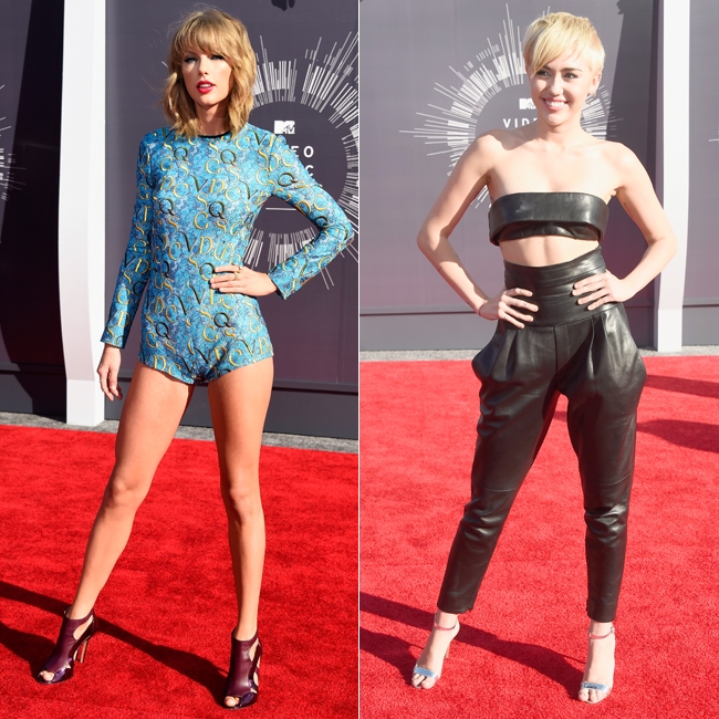 אותה פוזה בדיוק! סיירוס וסוויפט (צילום: gettyimages)