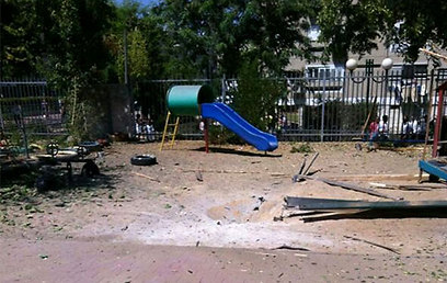 The damage caused to the kindergarten playground.