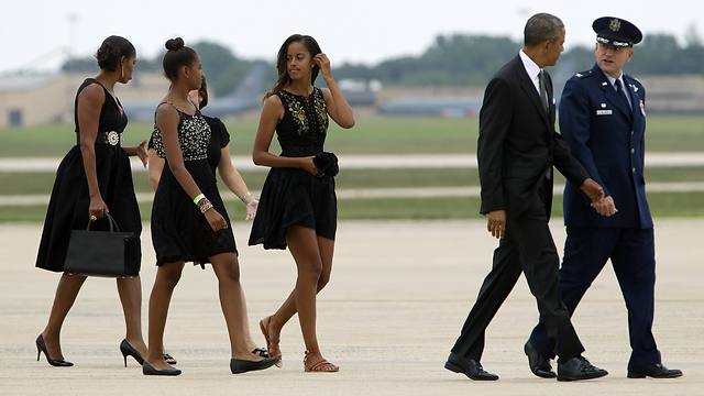 The Obama family on its way to Sam Kass' wedding (Photo: AP)
