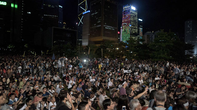 מחאה בהונג קונג, הערב (צילום: AFP) (צילום: AFP)