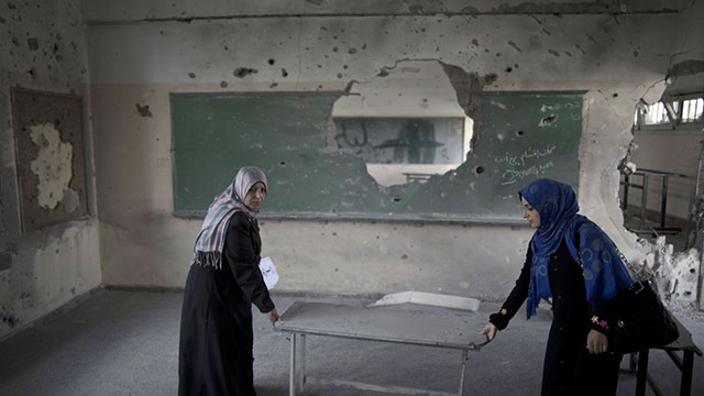 A Gazan school that suffered damage (Photo: AFP)