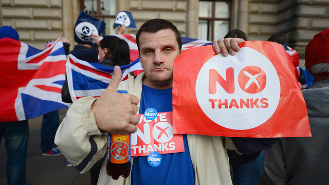רשמו ניצחון במשאל העם ב-2014. תומכי מחנה ה"לא" לעצמאות סקוטלנד (צילום: gettyimages) (צילום: gettyimages)