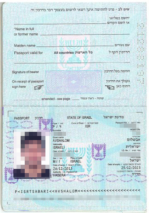 The man's fake passport
