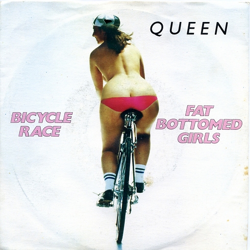 מניעות את העולם. עטיפת הסינגל Fat Bottomed Girls ו-Bicycle Race  (עטיפת אלבום) (עטיפת אלבום)