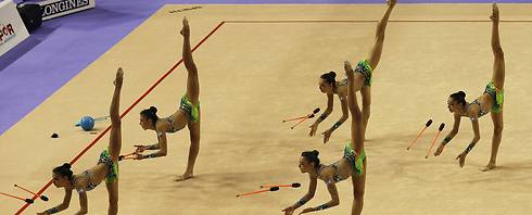 Israeli team at Rhythmic Gymnastics Championships (Photo: EPA)