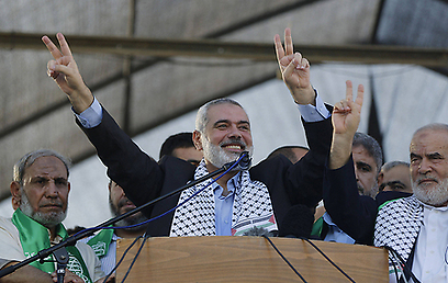 Hamas leaders in Gaza celebrating their victory in this summer's conflict (Photo: AFP) (Photo: AFP)