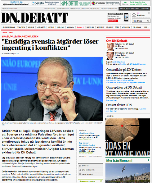 Lieberman's article in a Swedish newspaper.
