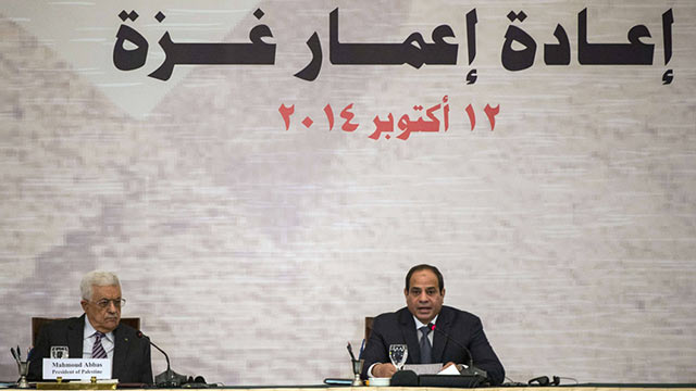 Abbas and Sisi at donor conference in Cairo (Photo: AFP) (Photo: AFP)