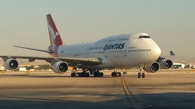 מטוס החברה האוסטרלית Qantas בנתב"ג (צילום ארכיון: איתי בלומנטל) (איתי בלומנטל) (איתי בלומנטל)