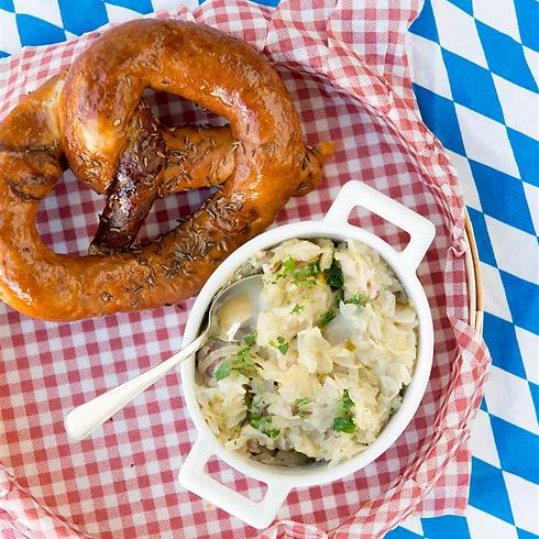 German-style pretzel and potato salad. (Photo: Yaron Brenner) (Photo: Yaron Brenner)