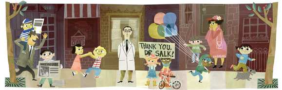 Google Doodle for Jonas Salk's 100th birthday (Image: Google)