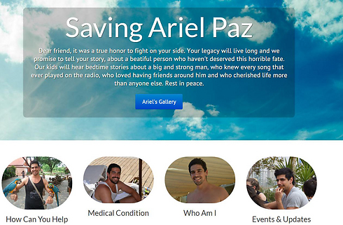 "להציל את אריאל פז". מתוך האתר שהוקם כדי לסייע ()