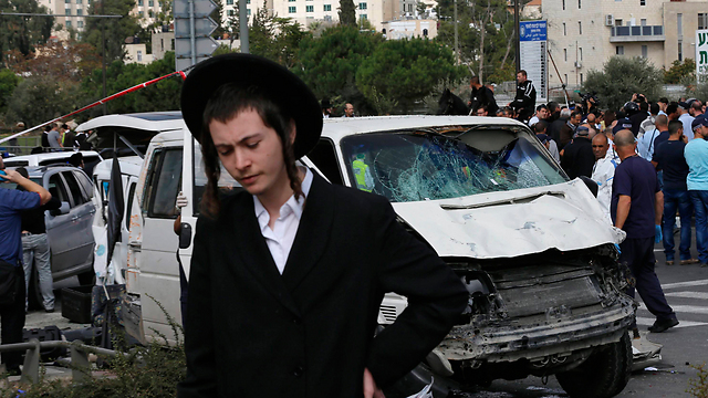 The scene of a vehicular car attack at the Jerusalem light rail (Photo: Reuters)