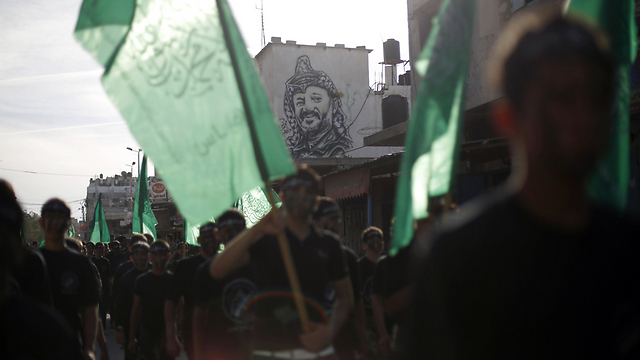 Hamas ceremony in Gaza refugee camp (Photo: AFP)