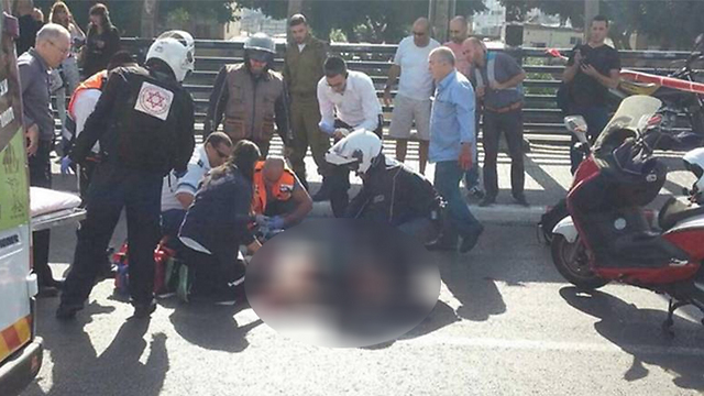 The scene of the stabbing attack at the Haganah Train Station in Tel Aviv.