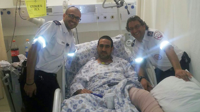 Itzik Weizmann recovering at the hospital (Photo courtesy of the family)