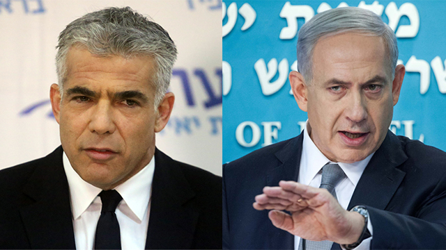 Yair Lapid and Benjamin Netanyahu (Photo: Motti Kimchi, Emil Salman)