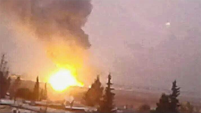 Fire from alleged IAF strike in Syria