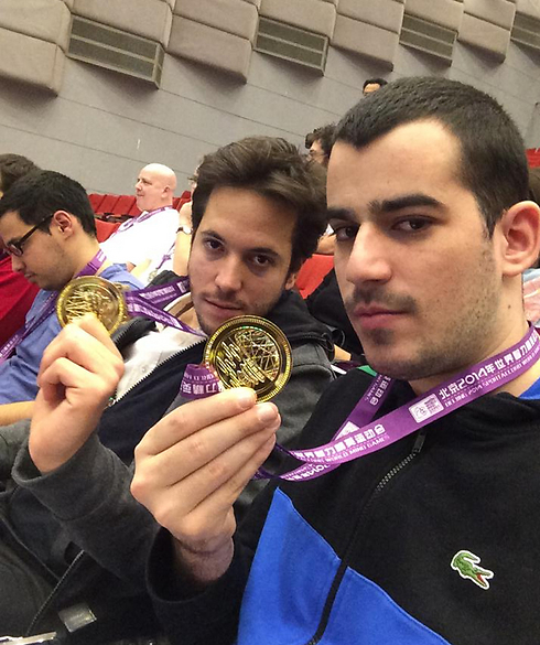 Two members of the Israeli delegation show-off their gold medals on Facebook.