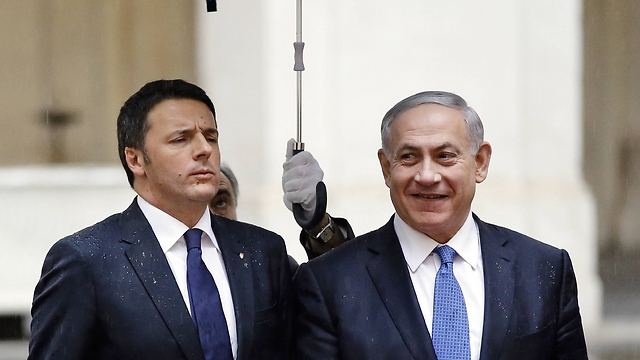 Netanyahu and Italian Prime Minister Matteo Renzi in Rome. (Photo: AP) (Photo: Associated Press)