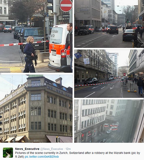 A Twitter user uploaded several pictures of the scene of the robbery in Zurich. 