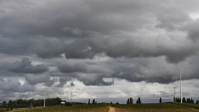 Rain clouds over Tel Mond (Photo: Ido Erez)