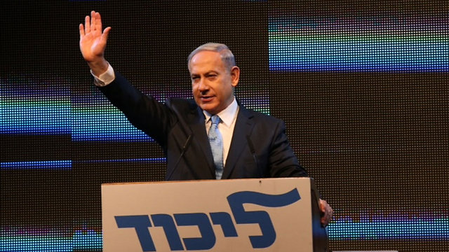 Netanyahu launches Likud campaign in Tel Aviv, Monday evening (Photo: Motti Kimchi) 