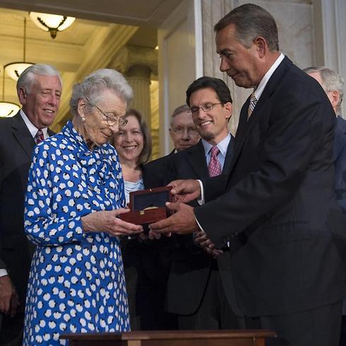 US Speaker of the House John Boehner presents Nina Lagergren with a Congressional Gold Medal awarded to her brother (Photo: AFP) (Photo: AFP)