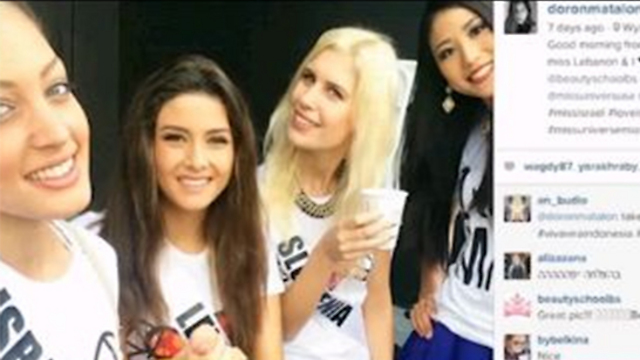 Miss Israel with Miss Lebanon in flashpoint selfie
