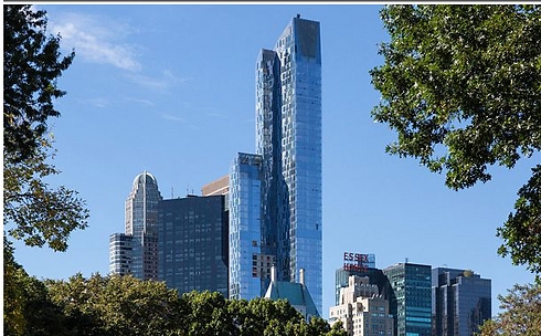 פרויקט "One57" במנהטן. בהמשך השנה, פנטהאוז במגדל חדש שהולך ונבנה בפארק אבניו יועמד למכירה במחיר של כ-130 מיליון דולר (צילום מסך מתוך אתר "טלגרף") (צילום מסך מתוך אתר 