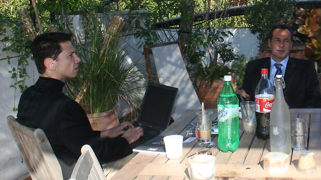 Nisman, right, and the author in Tel Aviv in 2007