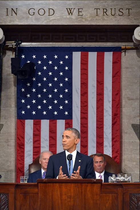 אובמה במהלך נאומו בקונגרס (צילום: רויטרס) (צילום: רויטרס)