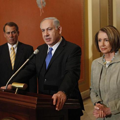 Netanyahu, flanked by then-House Minority Leader John Boehner and then-House Speaker Nancy Pelosi, speaks to media on Capitol Hill in 2013 (Photo: AP (Photo: AP)