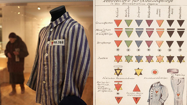 Uniform gay prisoners were forced to wear in Nazi concentration camps (Photo: Getty Images, New York Daily News)