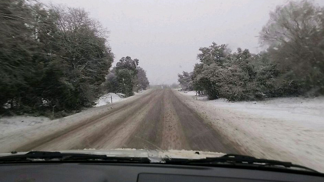 Snow in the Golan Heights. (Photo: Golan Heights Regional Council Spokesman).