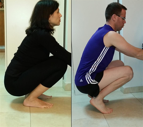 מימין: גמישות  מופחתת של גיד אכילס. משמאל: גמישות תקינה לאחר אימונים (צילום: יח"צ ) (צילום: יח