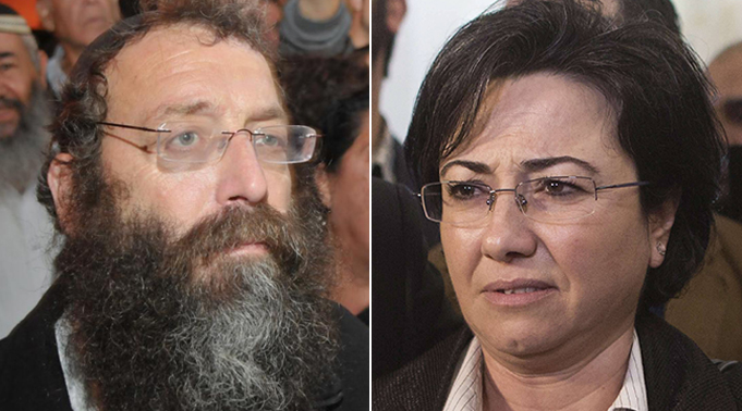 Baruch Marzel and Hanin Zoabi (Photos: AFP, Yaron Brener)