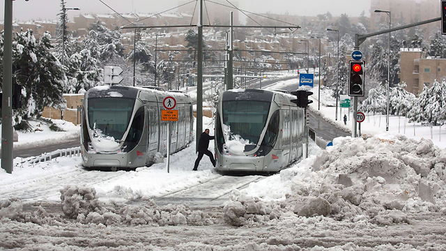 שלג בירושלים בחורף 2015 (ציום: AFP) (ציום: AFP)