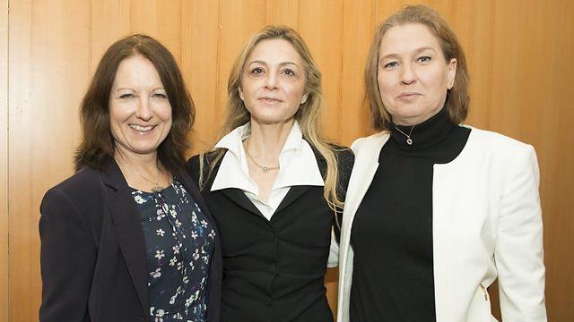 From left: Claire Spencer, Michal Grayevsky and Tzipi Livni in Tel Aviv. (Photo: Noa Grayevsky)