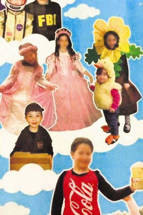 Girls' faces blurred in Purim ad