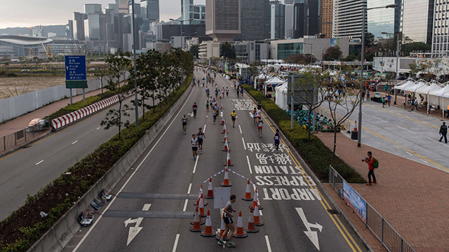 המרתון "המשעמם" של הונג קונג, היום (צילום: AFP) (צילום: AFP)