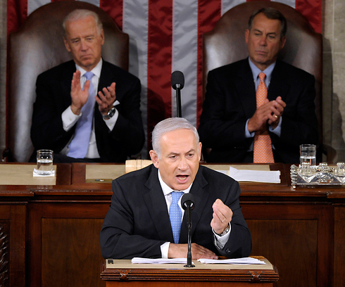 Netanyahu addressing Congress in 2011. This time, Biden will be absent (Photo: AP) (Photo: AP)