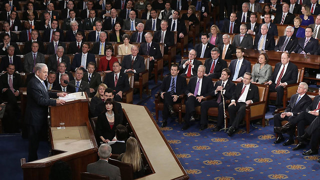 Netanyahu at the US Congress (Photo: AFP)