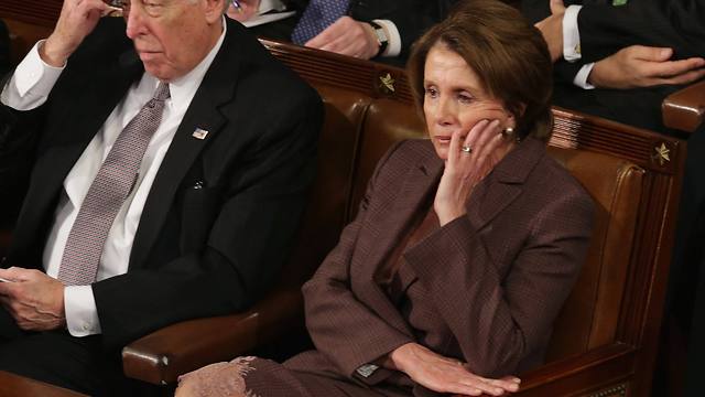 Nancy Pelosi during Netanyahu's speech. 'Saddened by the insult to the intelligence of the United States' (Photo: AFP) (Photo: AFP)