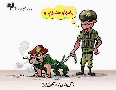 Caricature of Palestinian security forces as IDF's dog